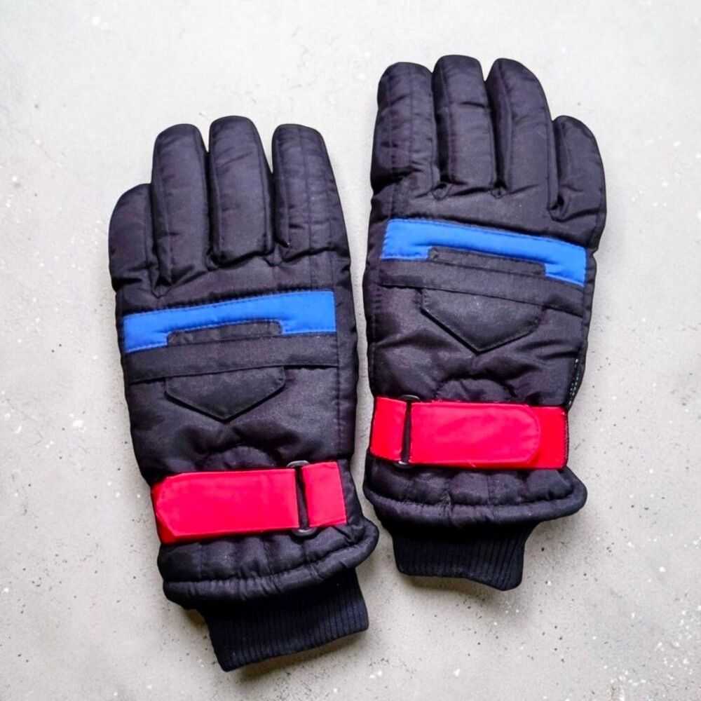 Womens Large HEAD Thinsulate Winter Gloves Black Red Blue Insulated Ski Snow